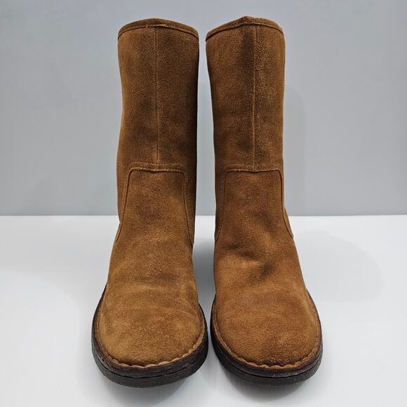 Born Mid Calf Boot Womens 8.5 Cognac Brown Suede Pull On Riding Rustic Fall - Picture 4 of 16